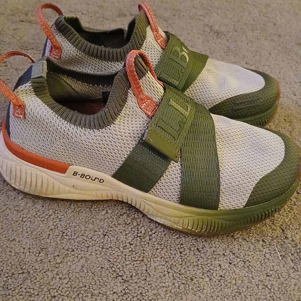 Green and Orange Slip-On Sneakers with Knitted Collar